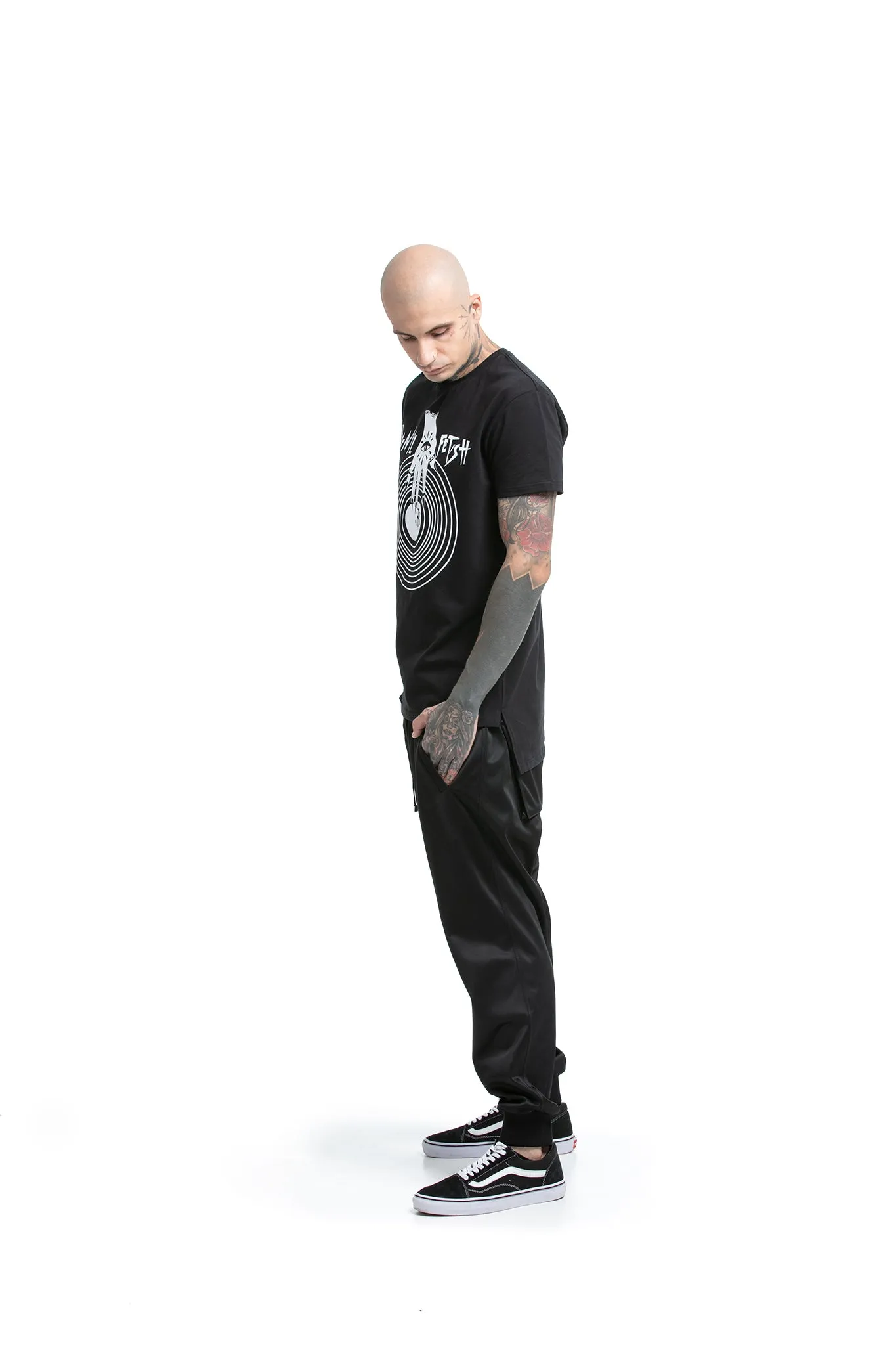 Vinyl Fetish - regular fit T-shirt with side cuts