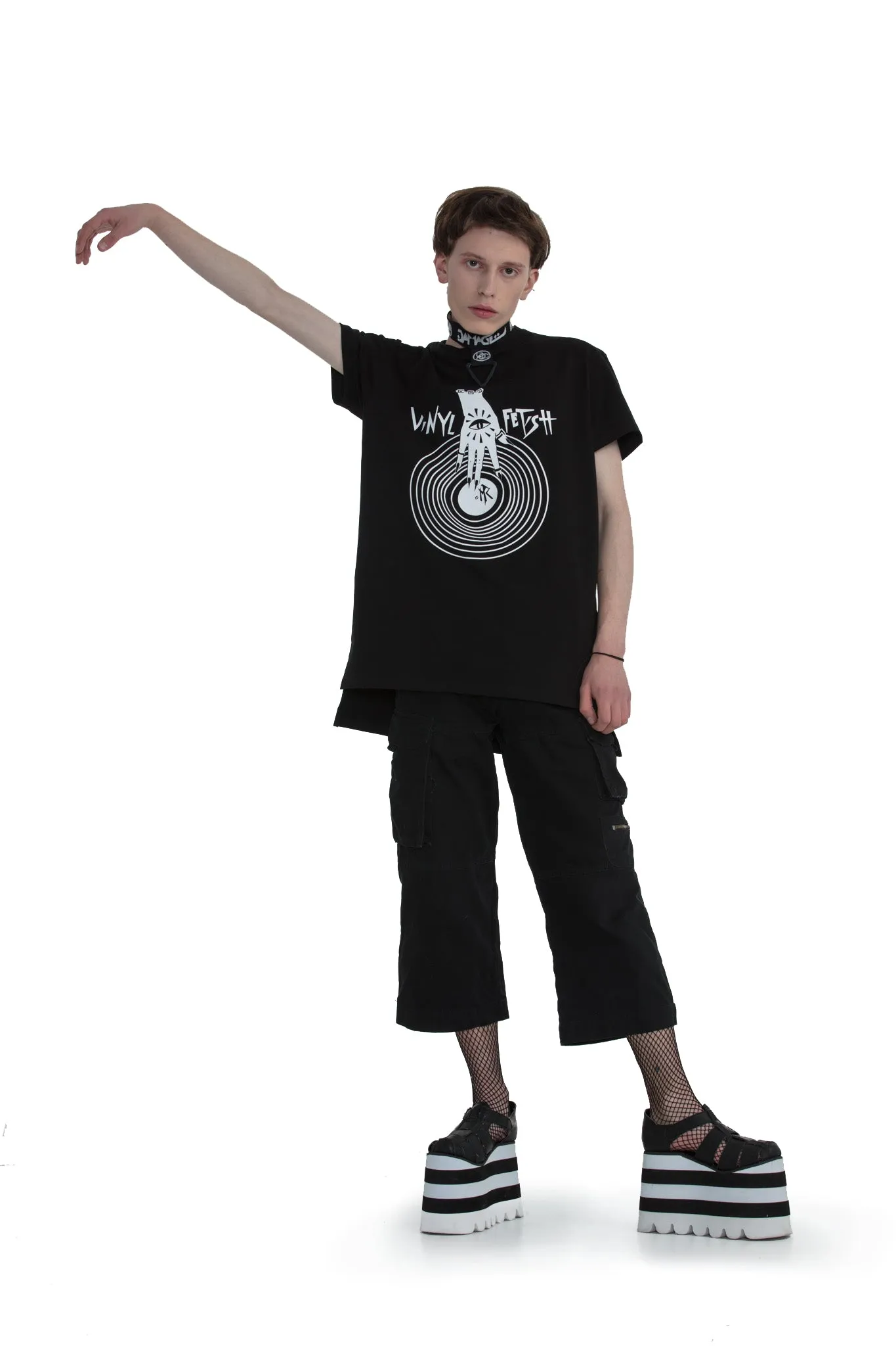 Vinyl Fetish - regular fit T-shirt with side cuts
