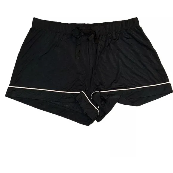 Vs Victorias Secret Modal Sleep Pajama Short Shortie Pure Black With Pink Trim L