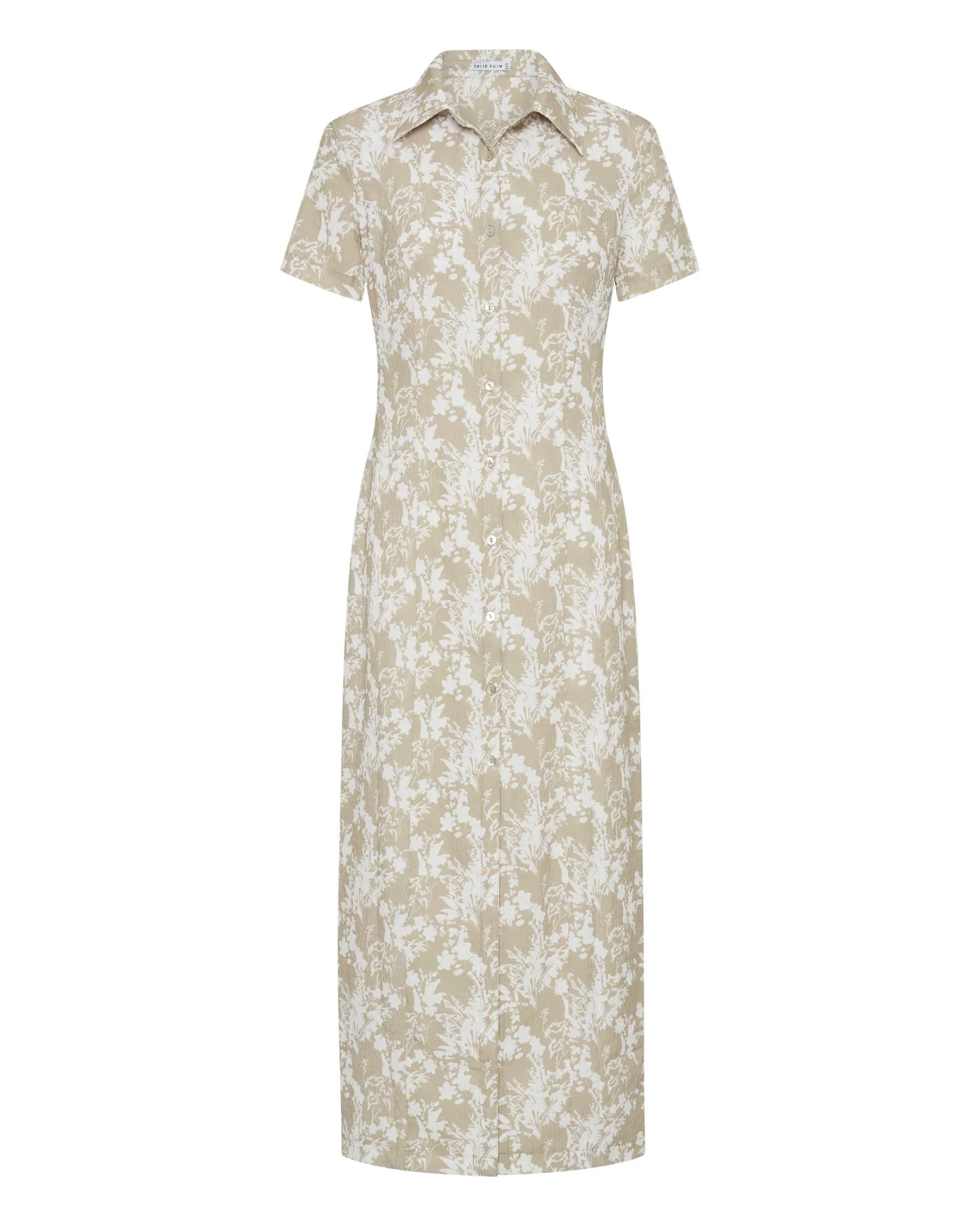 WAFFLE MIDI SHIRT DRESS | BEIGE FLORAL