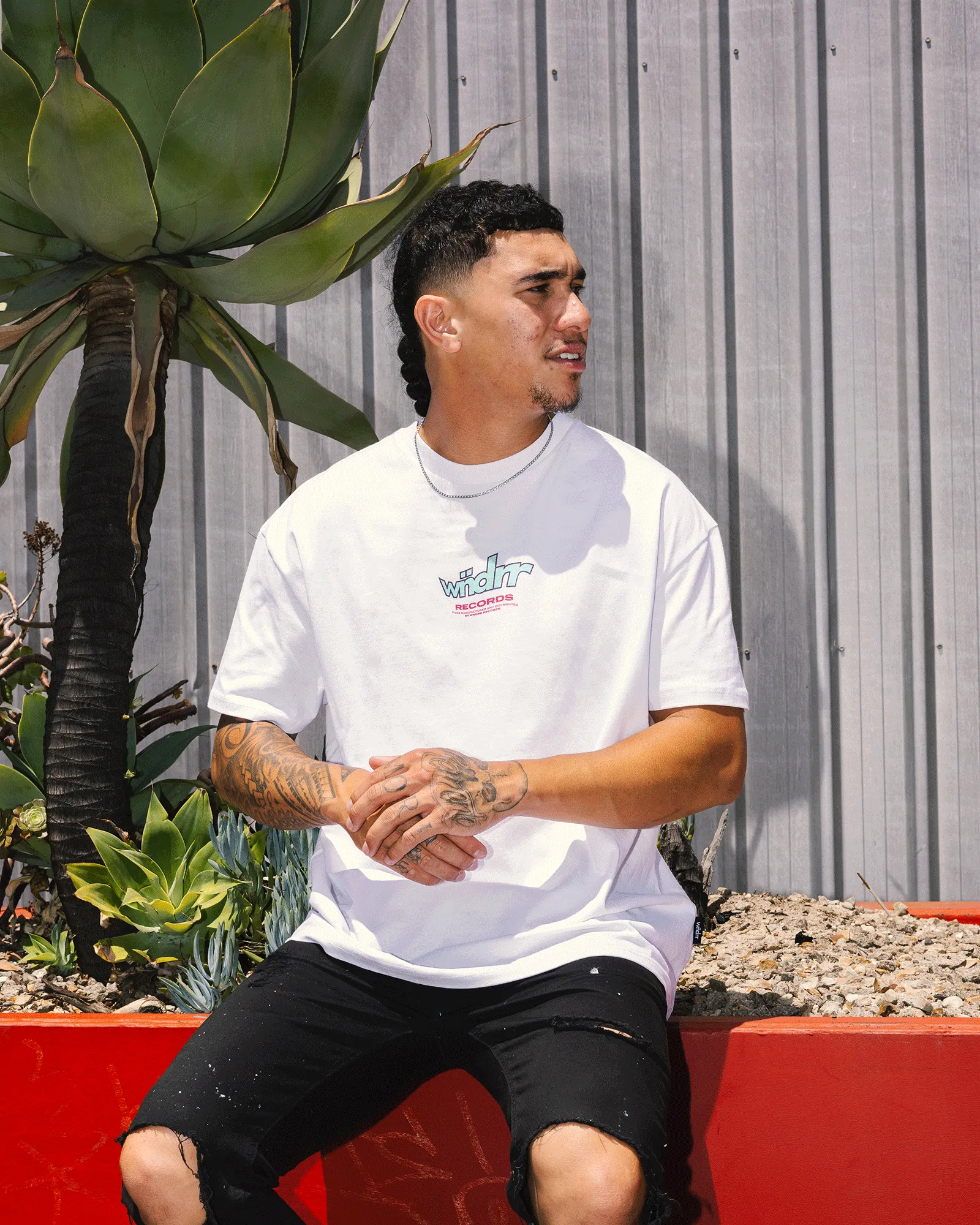 WARPED BOX FIT TEE - WHITE