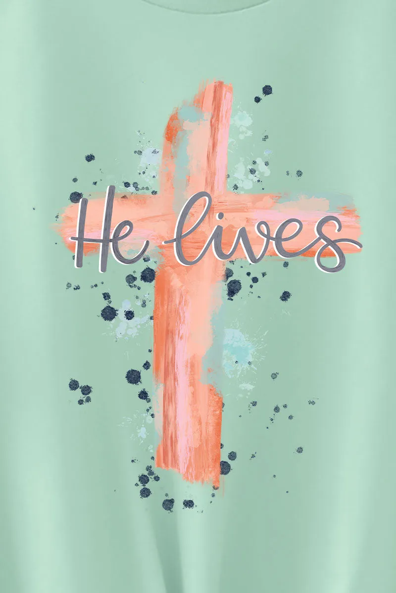 Watercolor He Lives Softstyle Adult T-Shirt