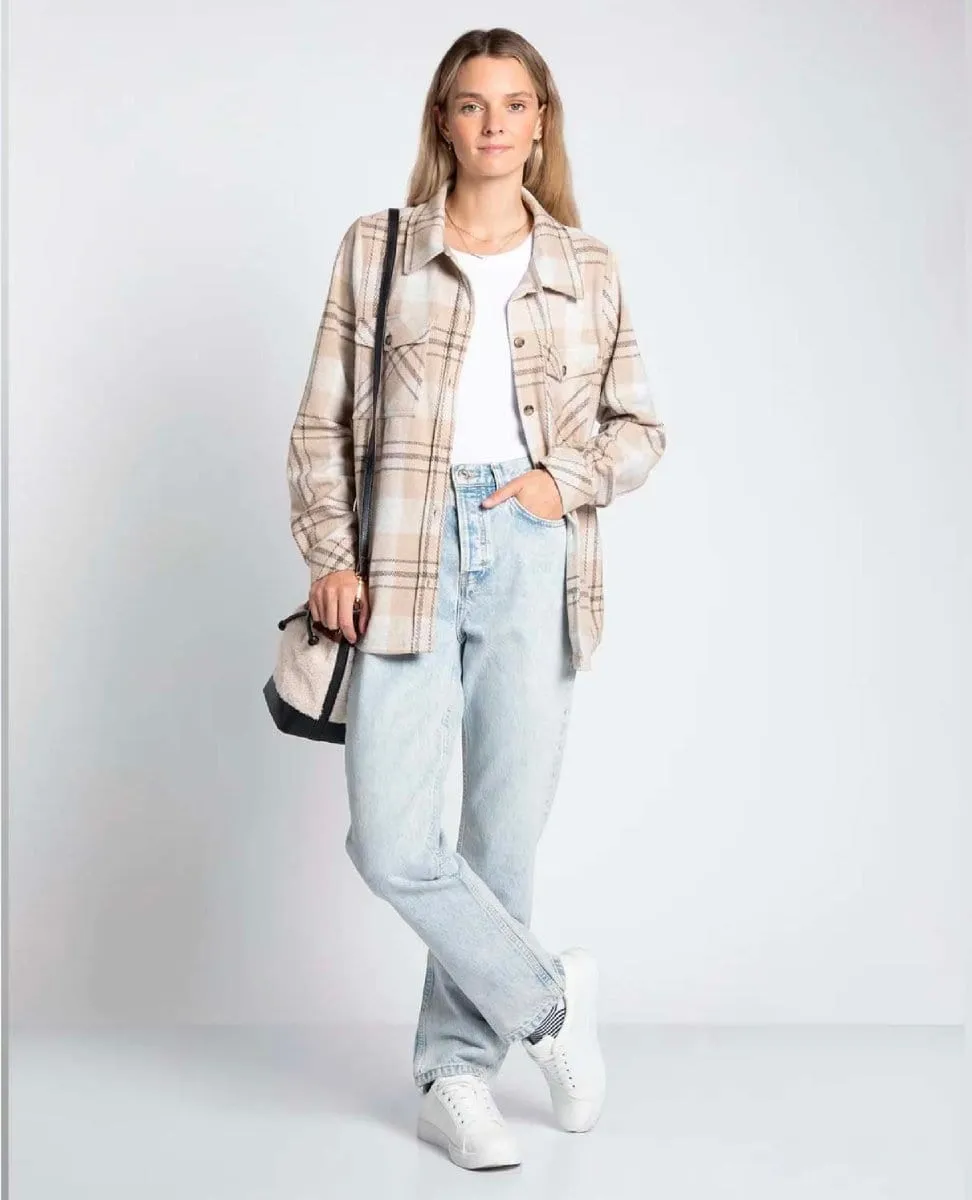 Weston Taupe Plaid Shacket