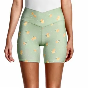 WEWOREWHAT GREEN FLORAL PRINT BIKER SHORTS