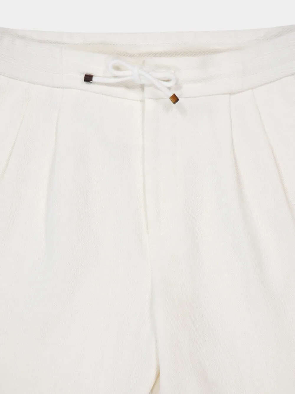 White Bermuda Shorts with Drawstring