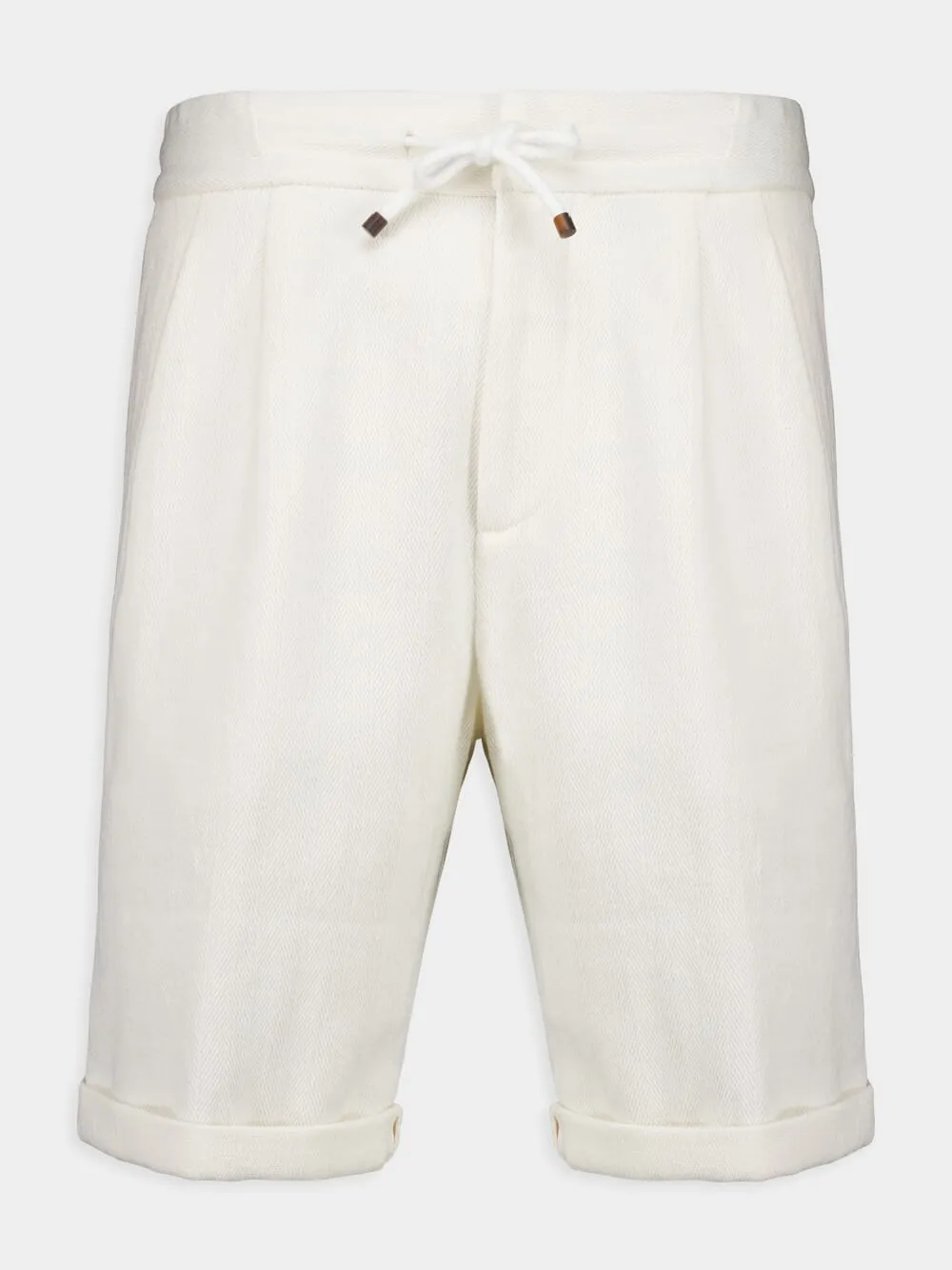 White Bermuda Shorts with Drawstring