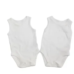 White Sleeveless Vests x2