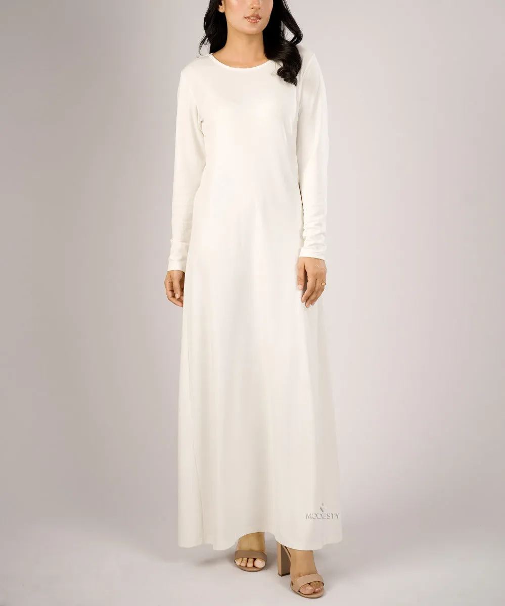 White Slip Long Sleeve Maxi Dress