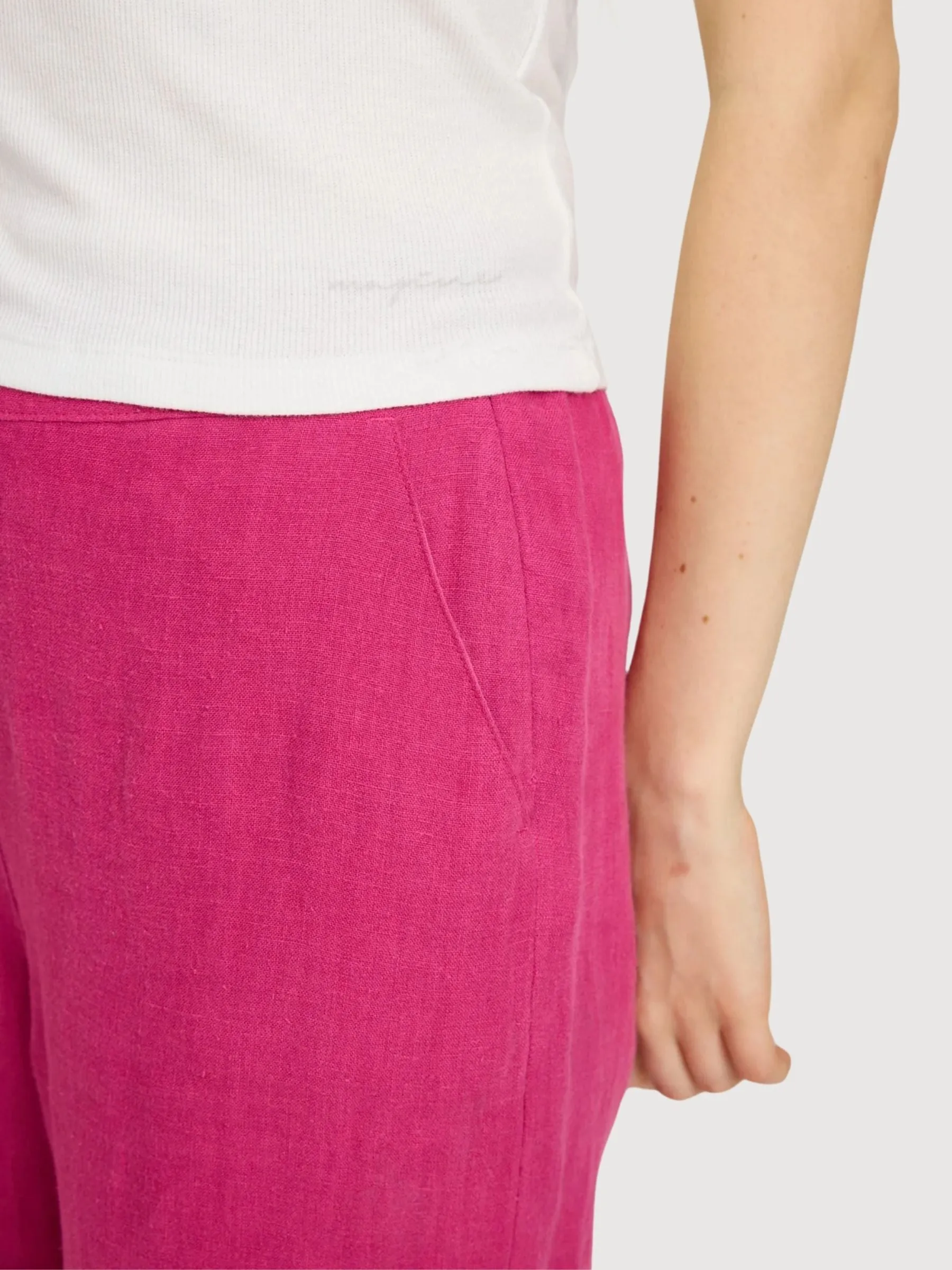 Wide Leg Linen Pants Fuchsia | Mazine