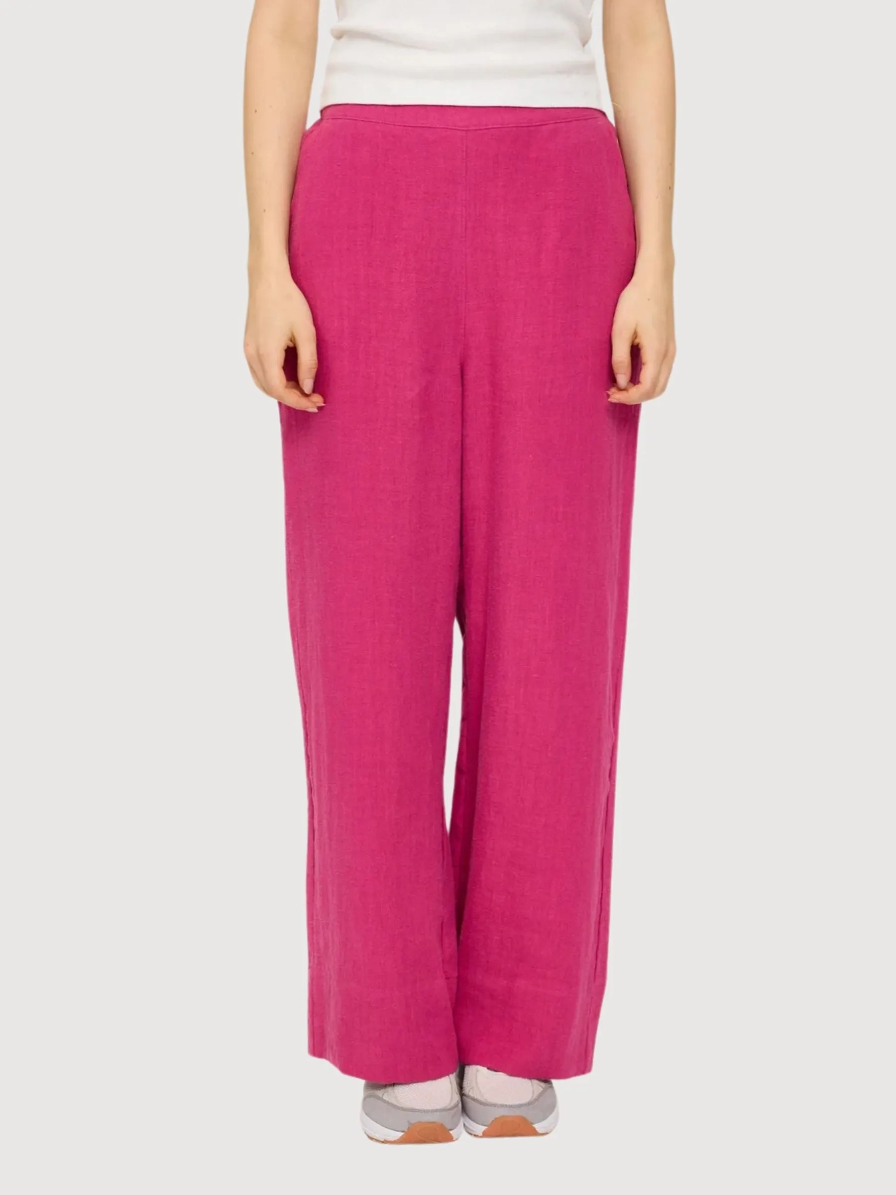 Wide Leg Linen Pants Fuchsia | Mazine