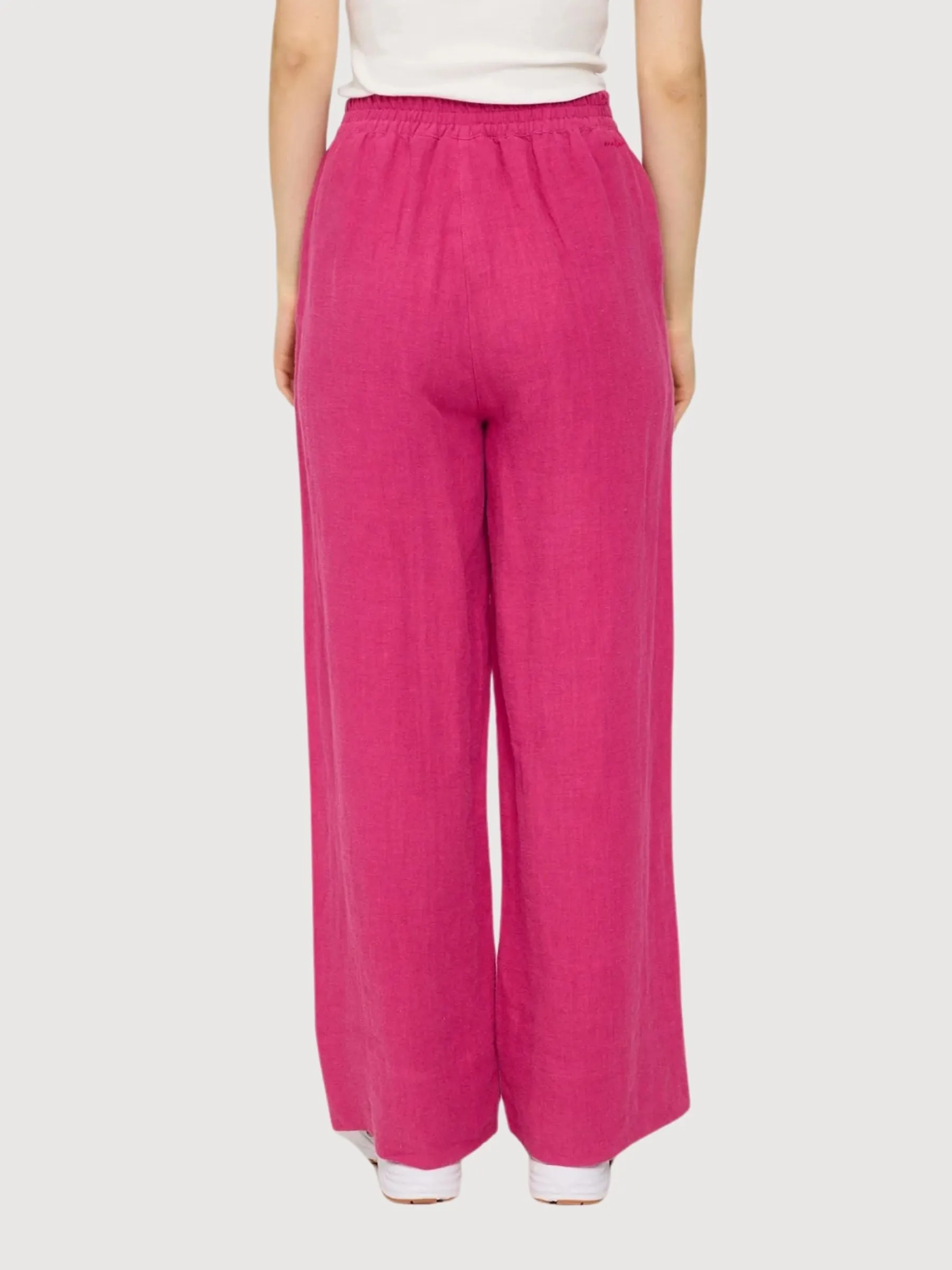 Wide Leg Linen Pants Fuchsia | Mazine
