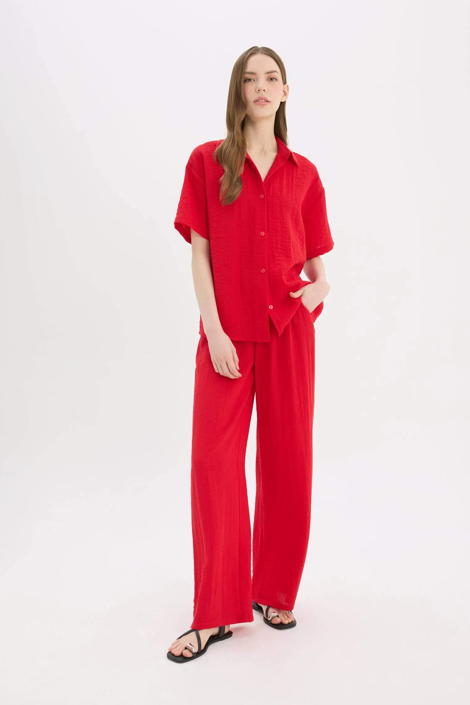 Wide Leg Normal Waist Standard Length Trousers