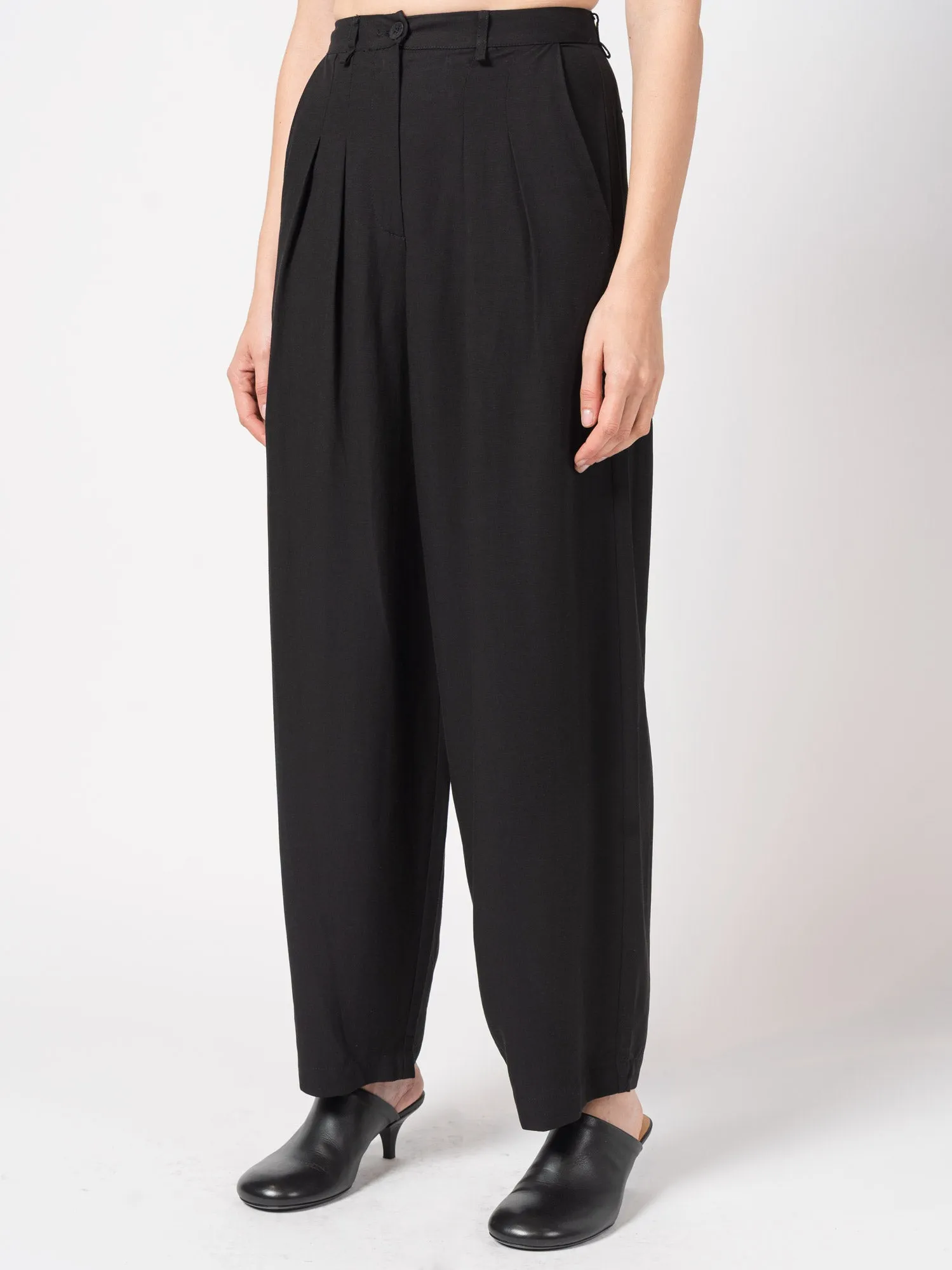 Wide-Leg Pleated Trousers