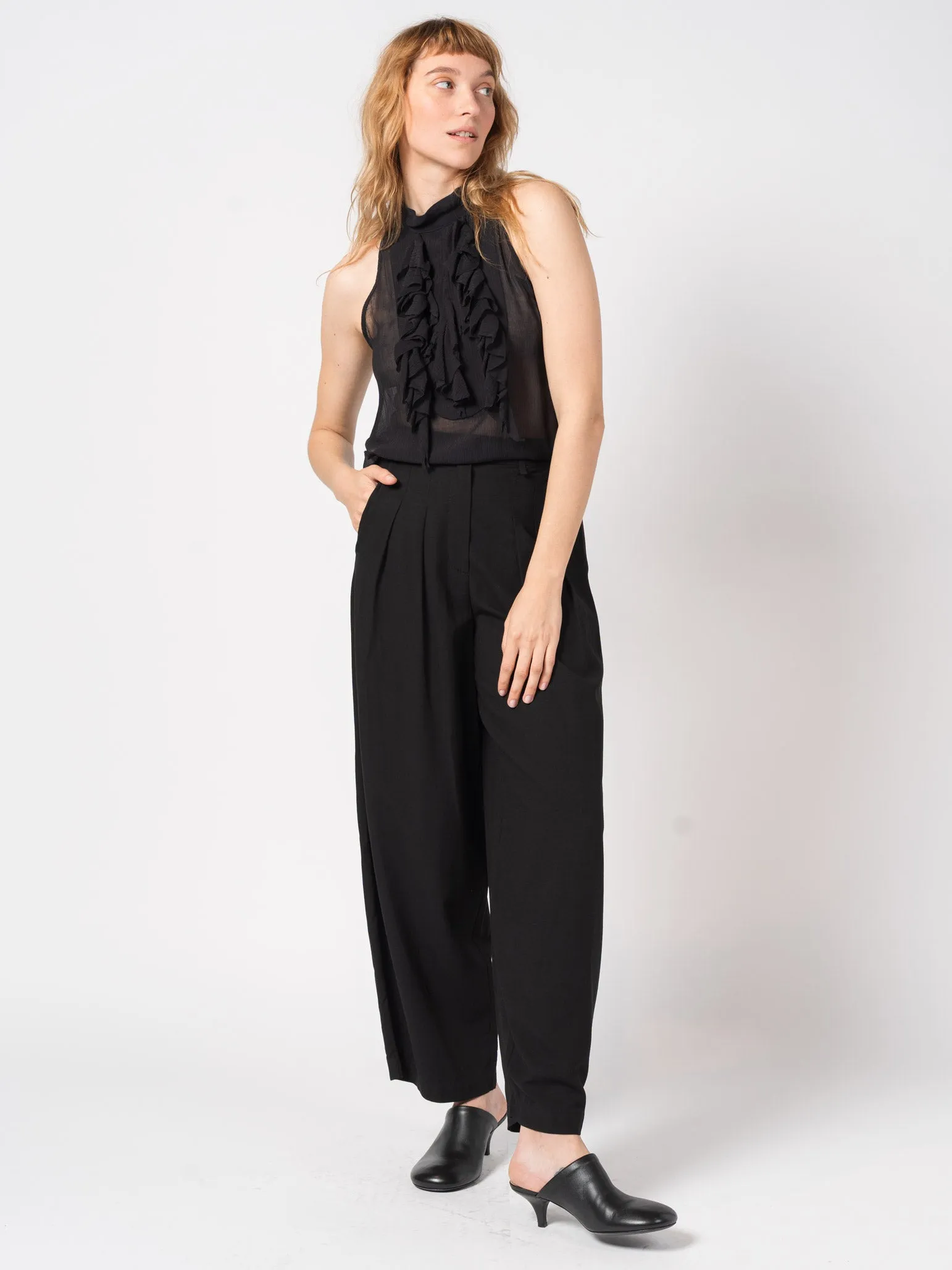 Wide-Leg Pleated Trousers
