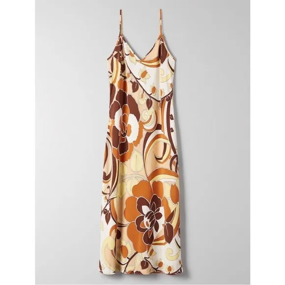 WILFRED Christine Slip Midi Floral Dress Aritzia M