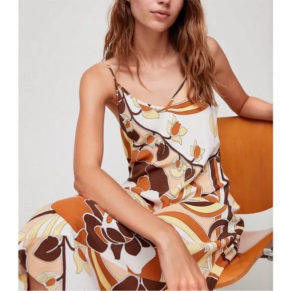 WILFRED Christine Slip Midi Floral Dress Aritzia M