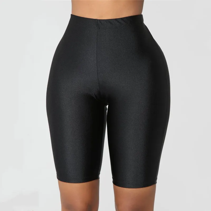 Women Skinny Fitness Solid Bodycon Cycling High Waist Biker Shorts