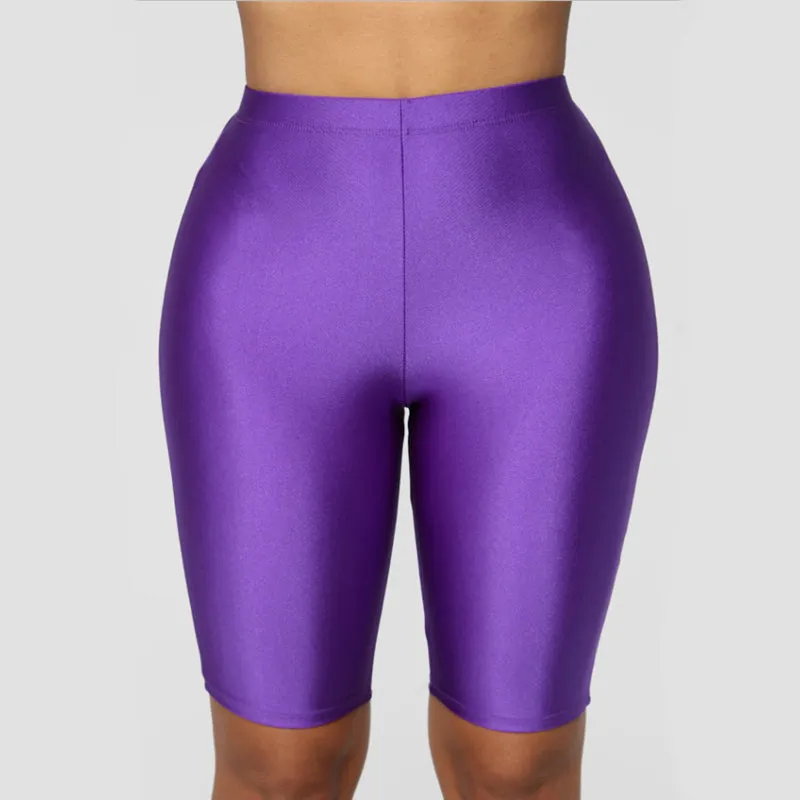 Women Skinny Fitness Solid Bodycon Cycling High Waist Biker Shorts
