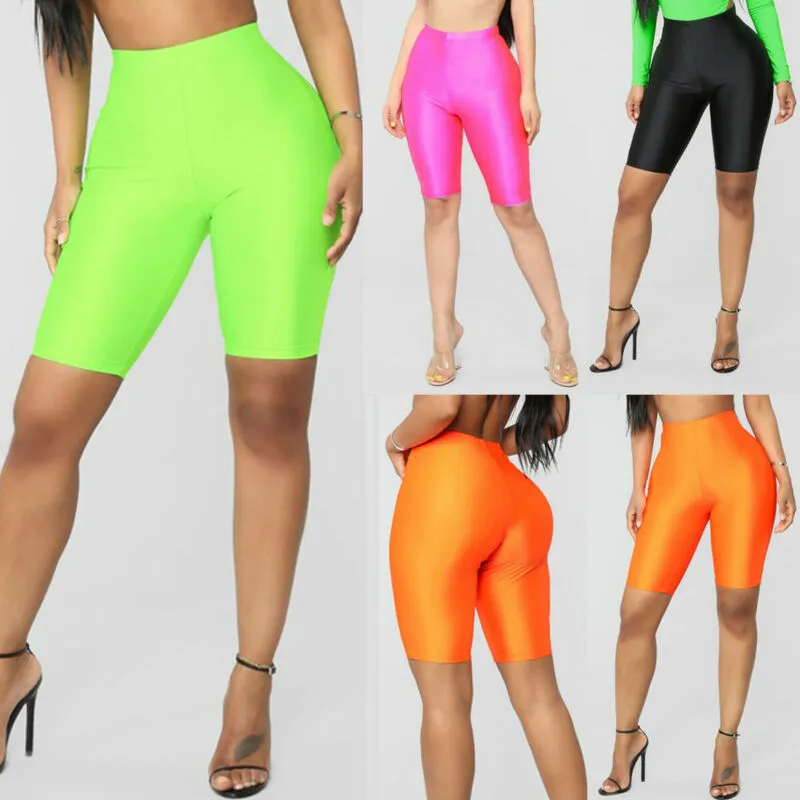 Women Skinny Fitness Solid Bodycon Cycling High Waist Biker Shorts