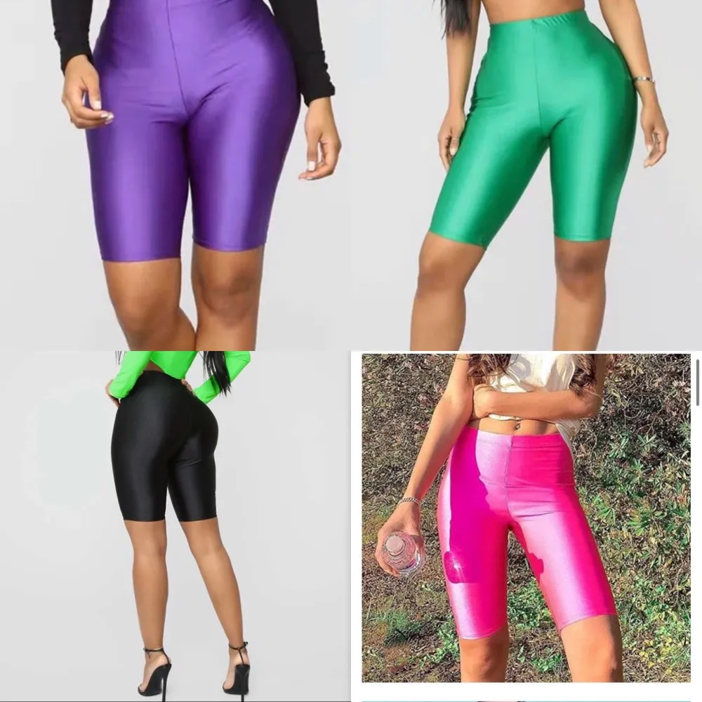 Women Skinny Fitness Solid Bodycon Cycling High Waist Biker Shorts