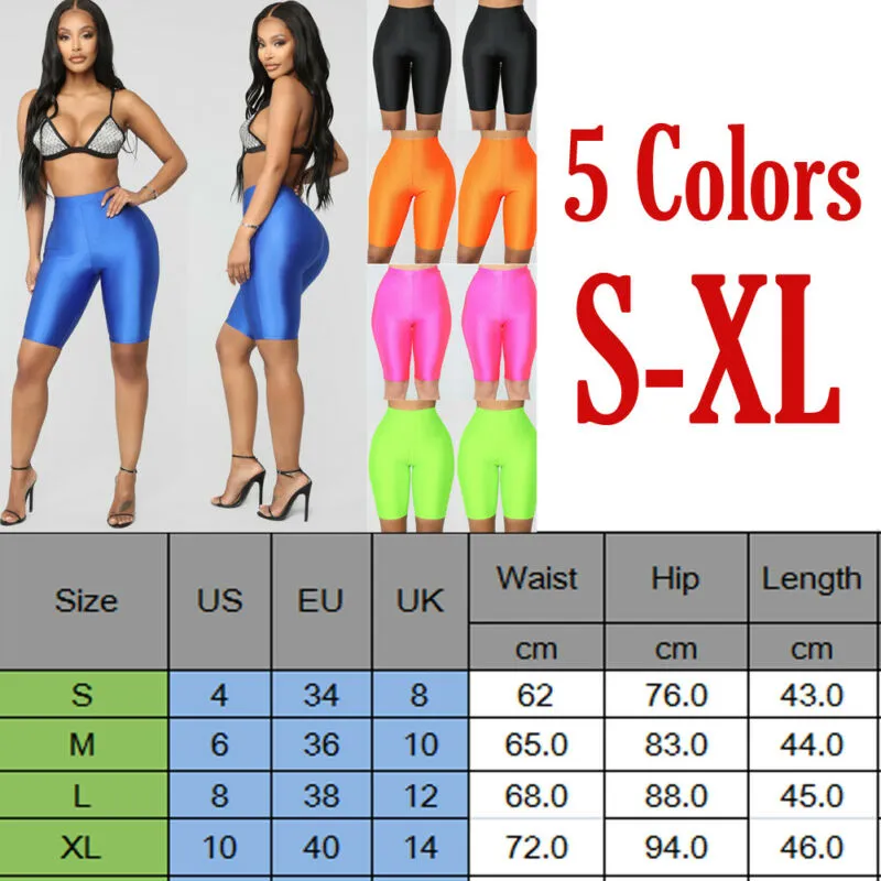 Women Skinny Fitness Solid Bodycon Cycling High Waist Biker Shorts