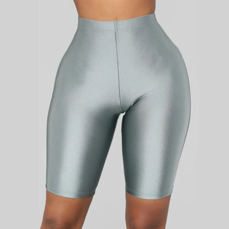 Women Skinny Fitness Solid Bodycon Cycling High Waist Biker Shorts