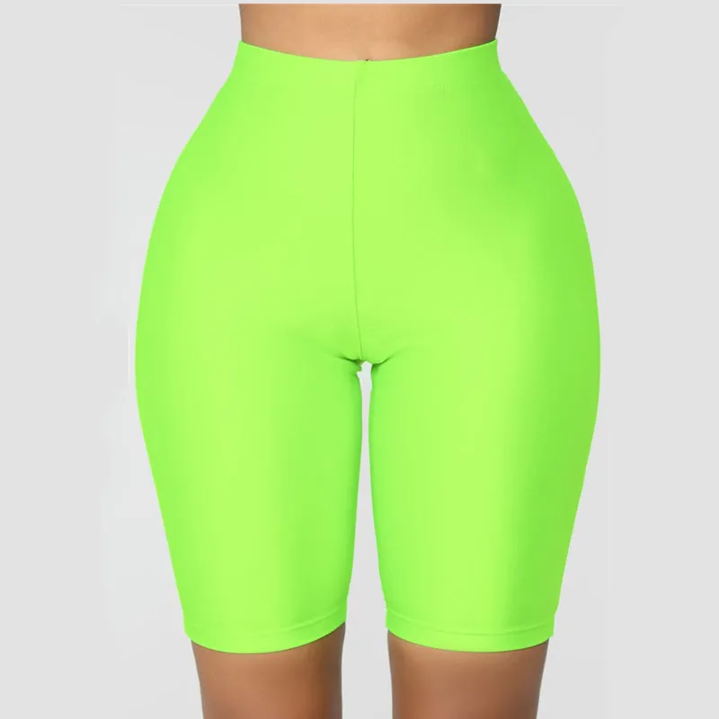 Women Skinny Fitness Solid Bodycon Cycling High Waist Biker Shorts