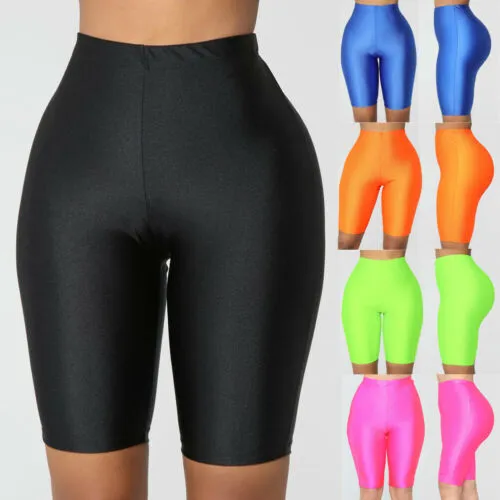 Women Skinny Fitness Solid Bodycon Cycling High Waist Biker Shorts