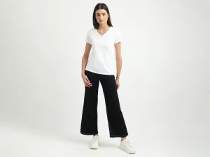 Women Solid Wide Leg Jeans