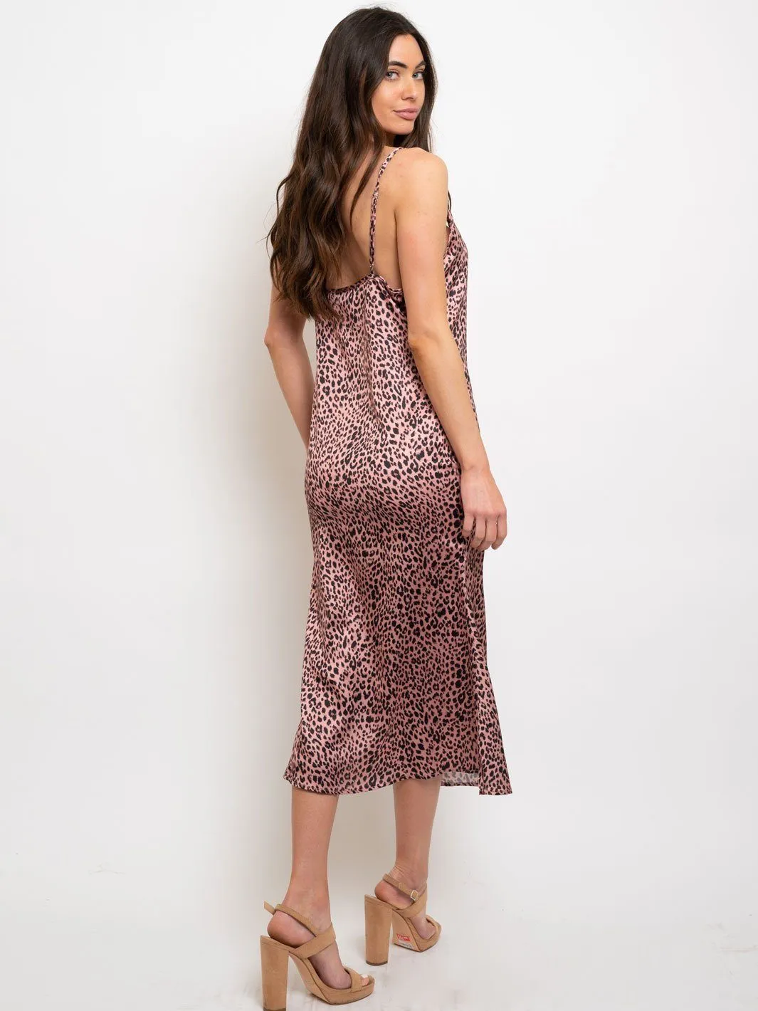 WOMEN'S ANIMAL PRINT SLIP MIDI DRESS