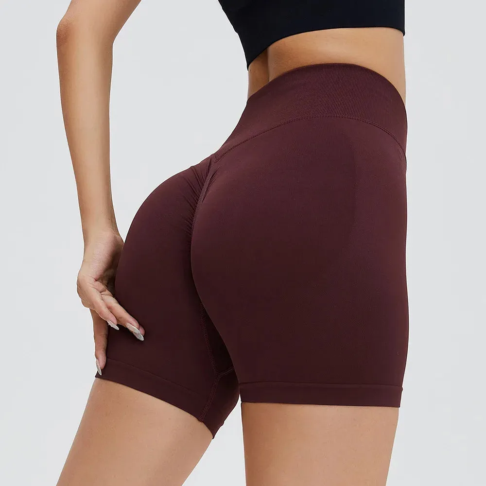 Women's High Waist 3” Seamless Butt Scrunch Sport Yoga Biker Shorts - Lift Ribbed Push Up Fitness Gym Training Shorts