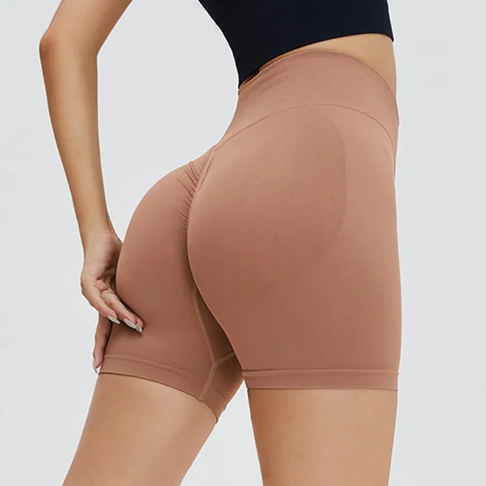 Women's High Waist 3” Seamless Butt Scrunch Sport Yoga Biker Shorts - Lift Ribbed Push Up Fitness Gym Training Shorts