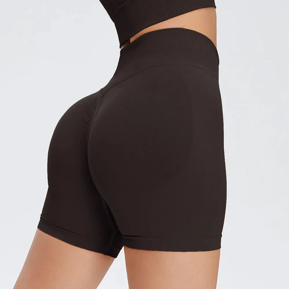 Women's High Waist 3” Seamless Butt Scrunch Sport Yoga Biker Shorts - Lift Ribbed Push Up Fitness Gym Training Shorts