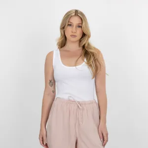 Womens "Chunky" Cotton/Spandex Rib Tank - Bright White