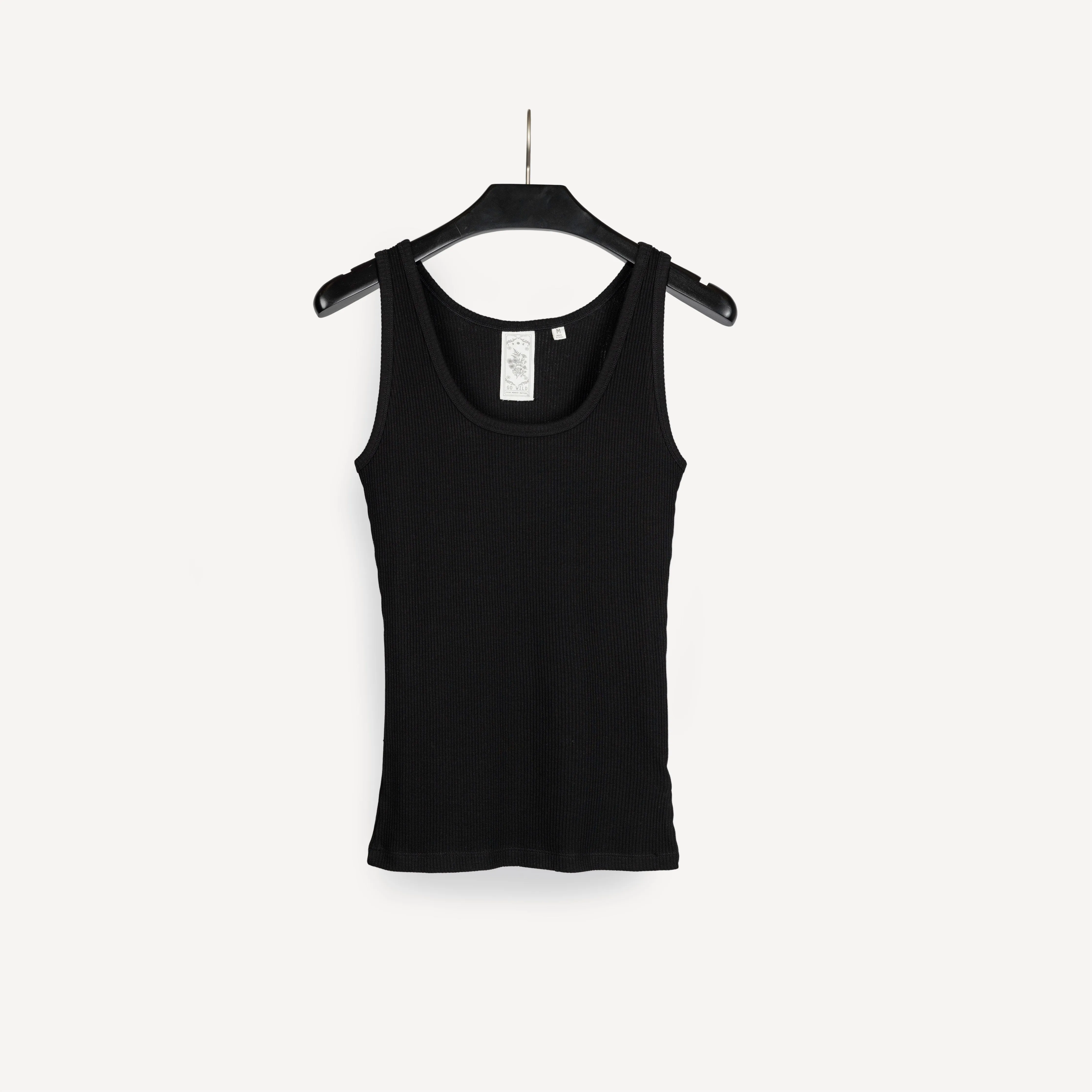 Womens "Chunky" Cotton/Spandex Rib Tank - Jet Black