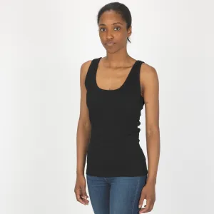 Womens "Chunky" Cotton/Spandex Rib Tank - Jet Black