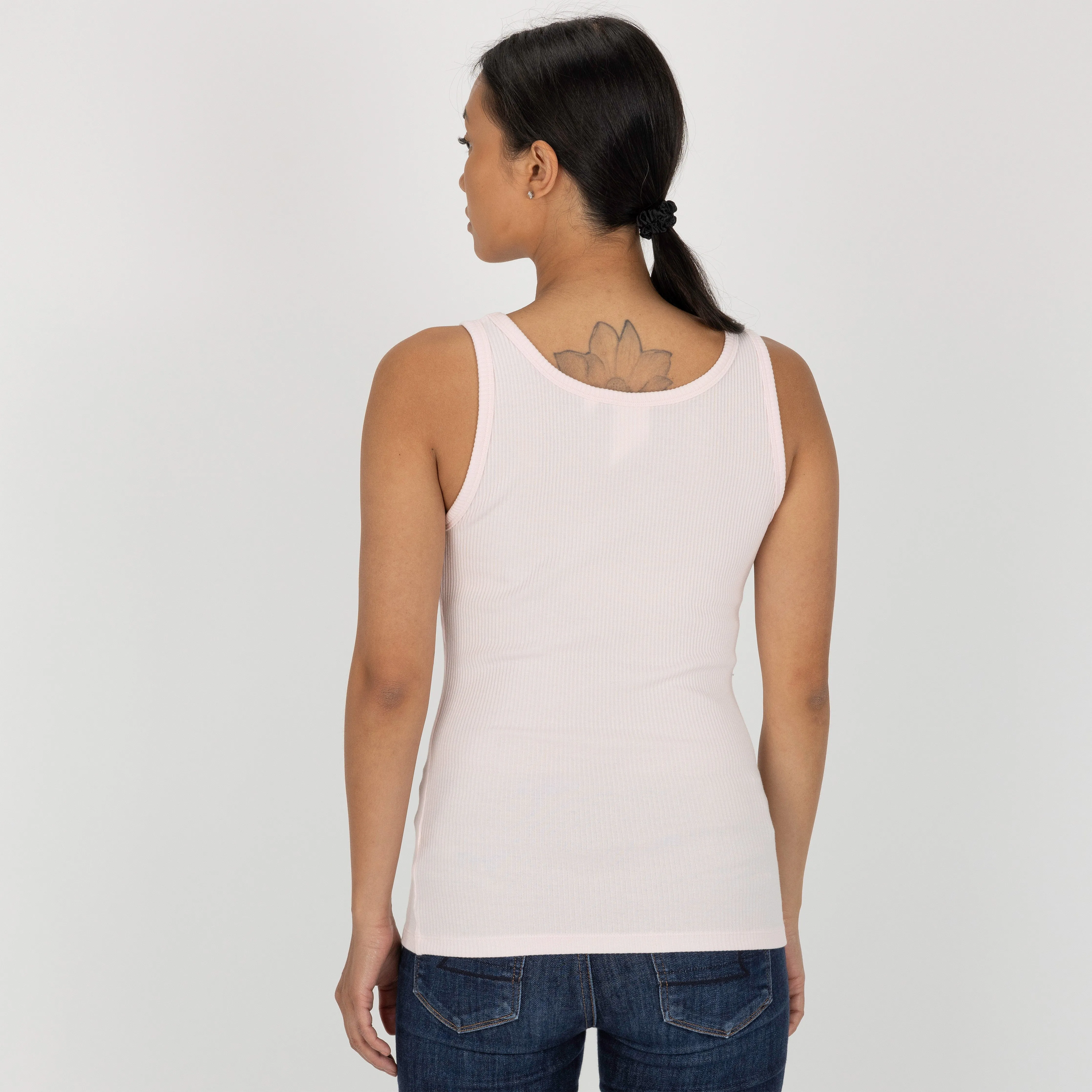 Womens "Chunky" Cotton/Spandex Rib Tank - Pink Marshmallow
