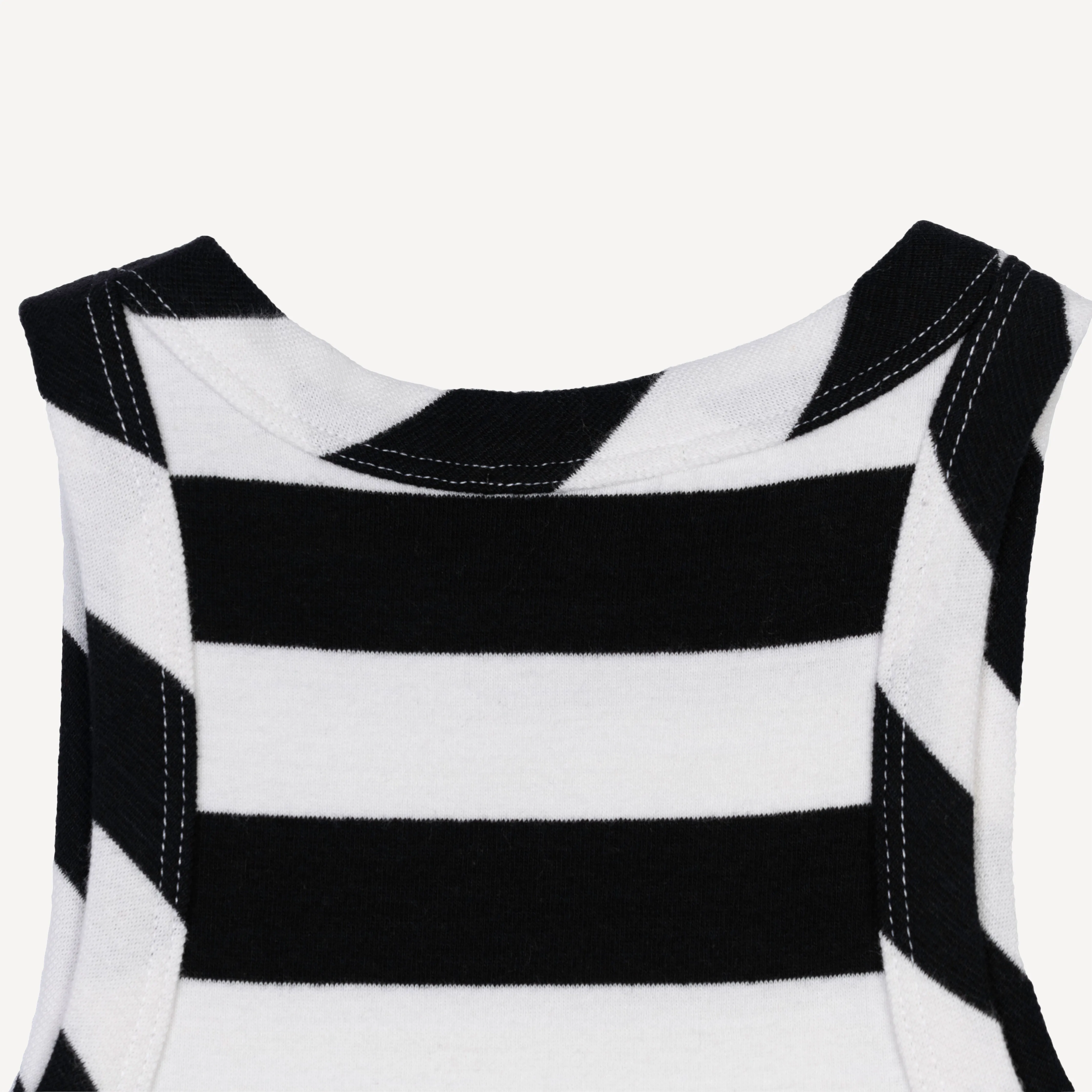 Womens Stripe High Neck Tank - Black / White