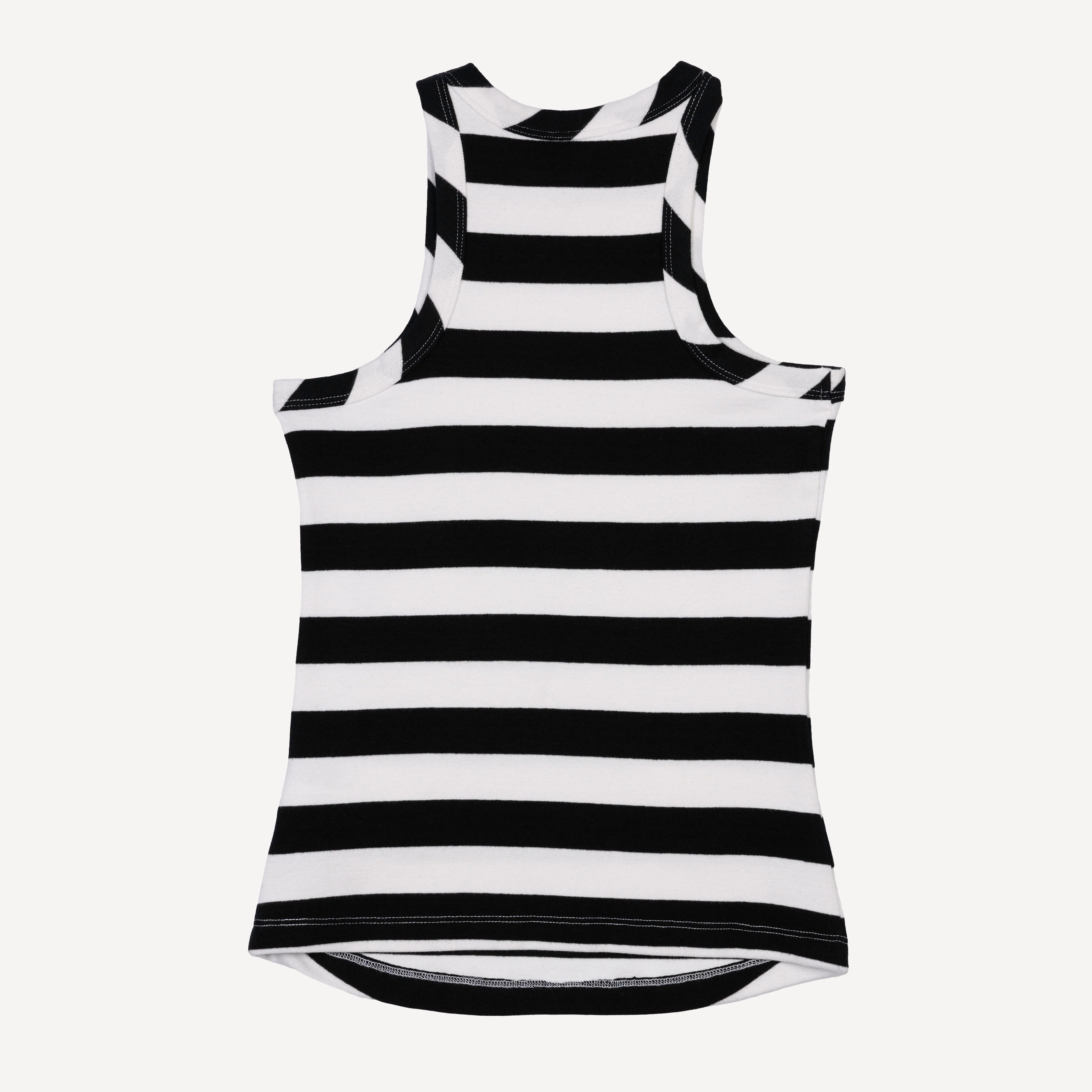 Womens Stripe High Neck Tank - Black / White