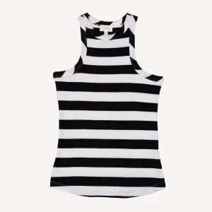 Womens Stripe High Neck Tank - Black / White