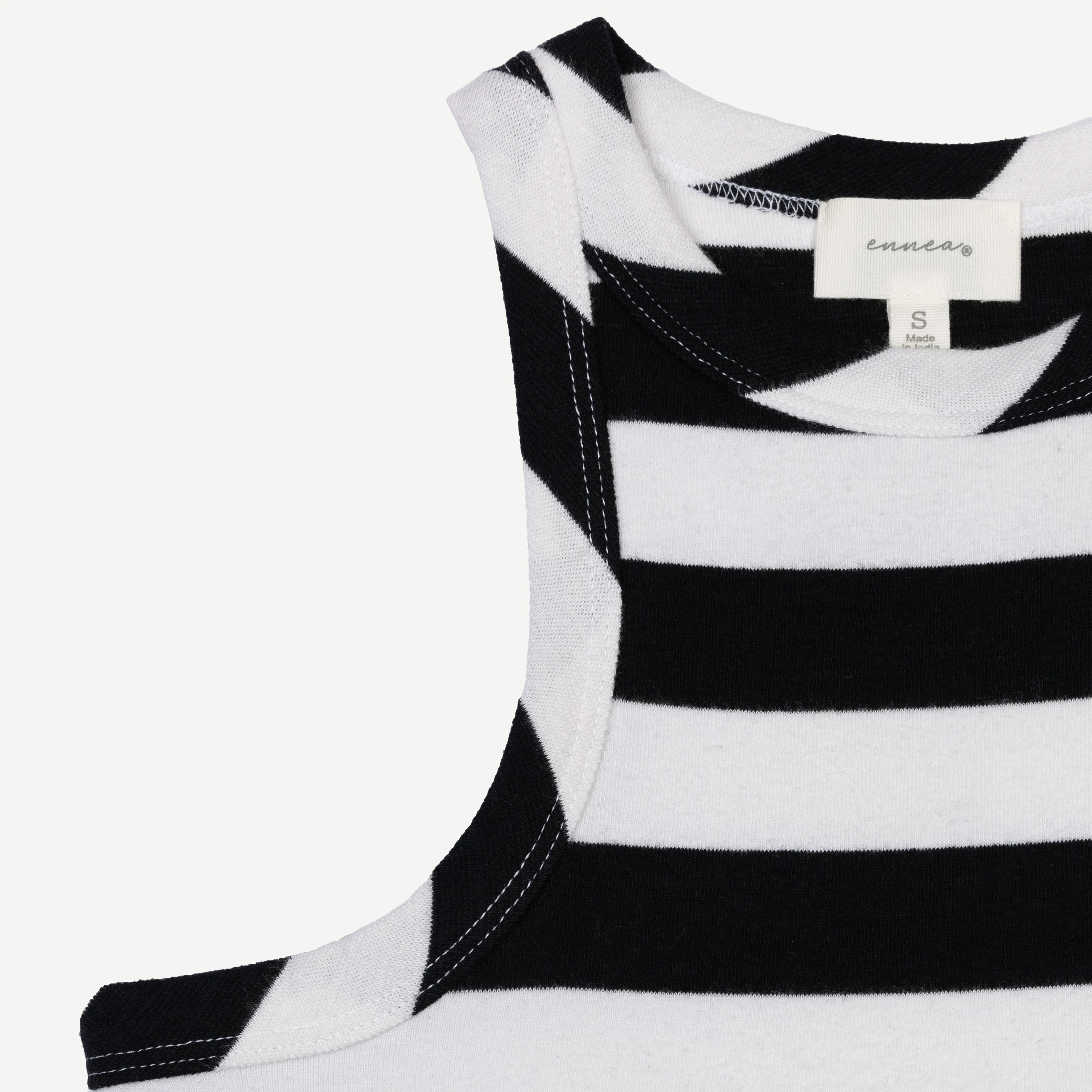 Womens Stripe High Neck Tank - Black / White