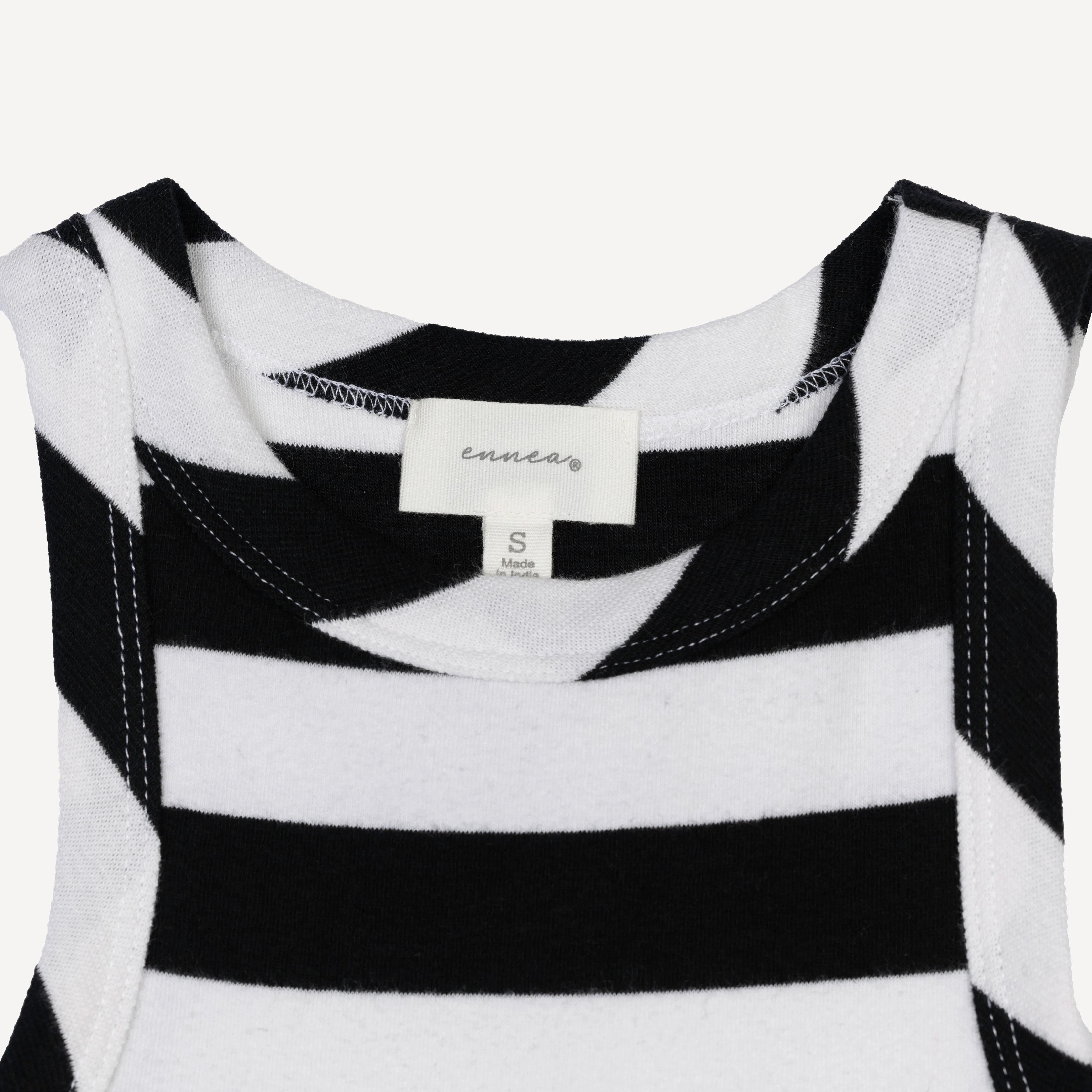 Womens Stripe High Neck Tank - Black / White