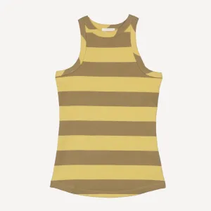 Womens Stripe High Neck Tank - Raffia / Kelp
