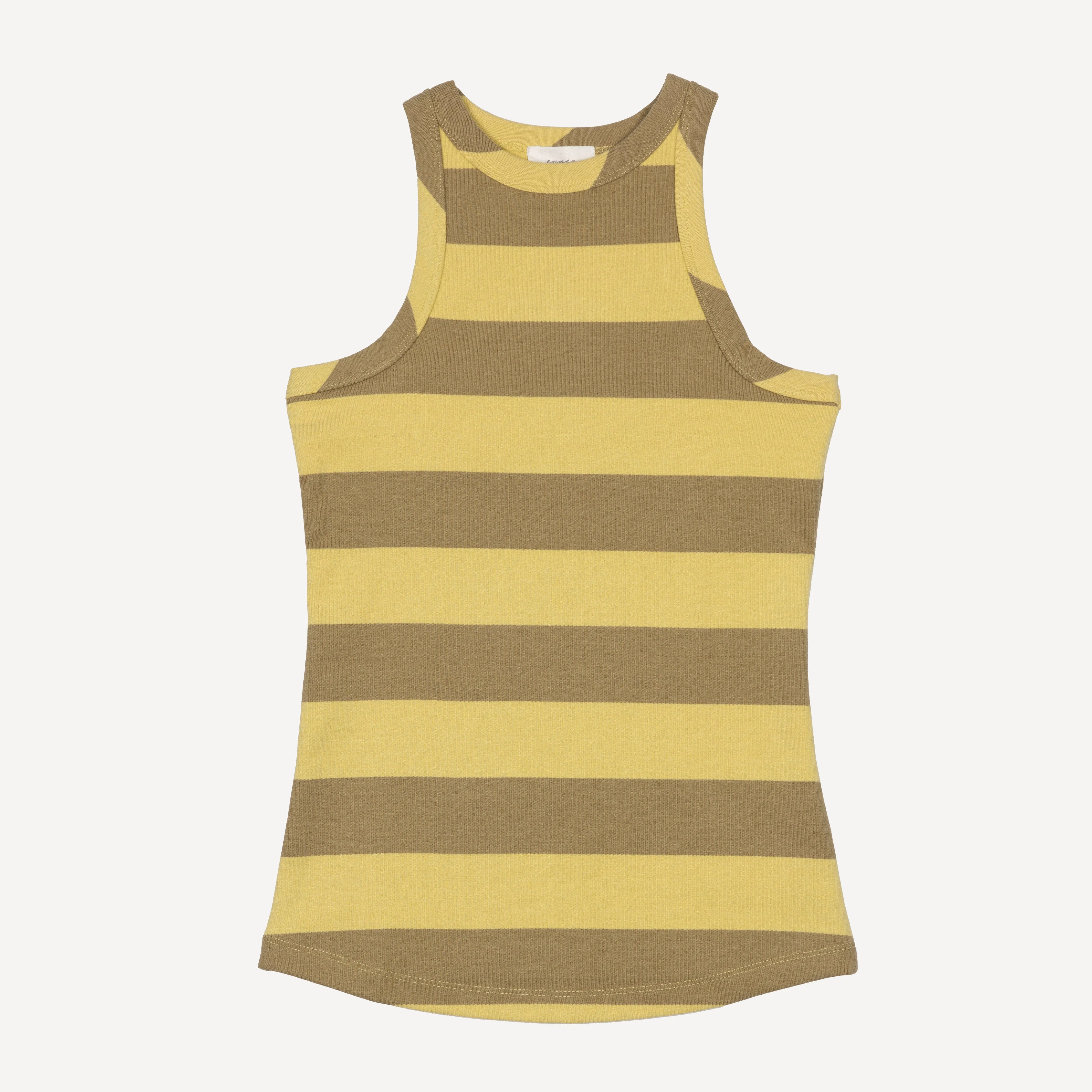Womens Stripe High Neck Tank - Raffia / Kelp
