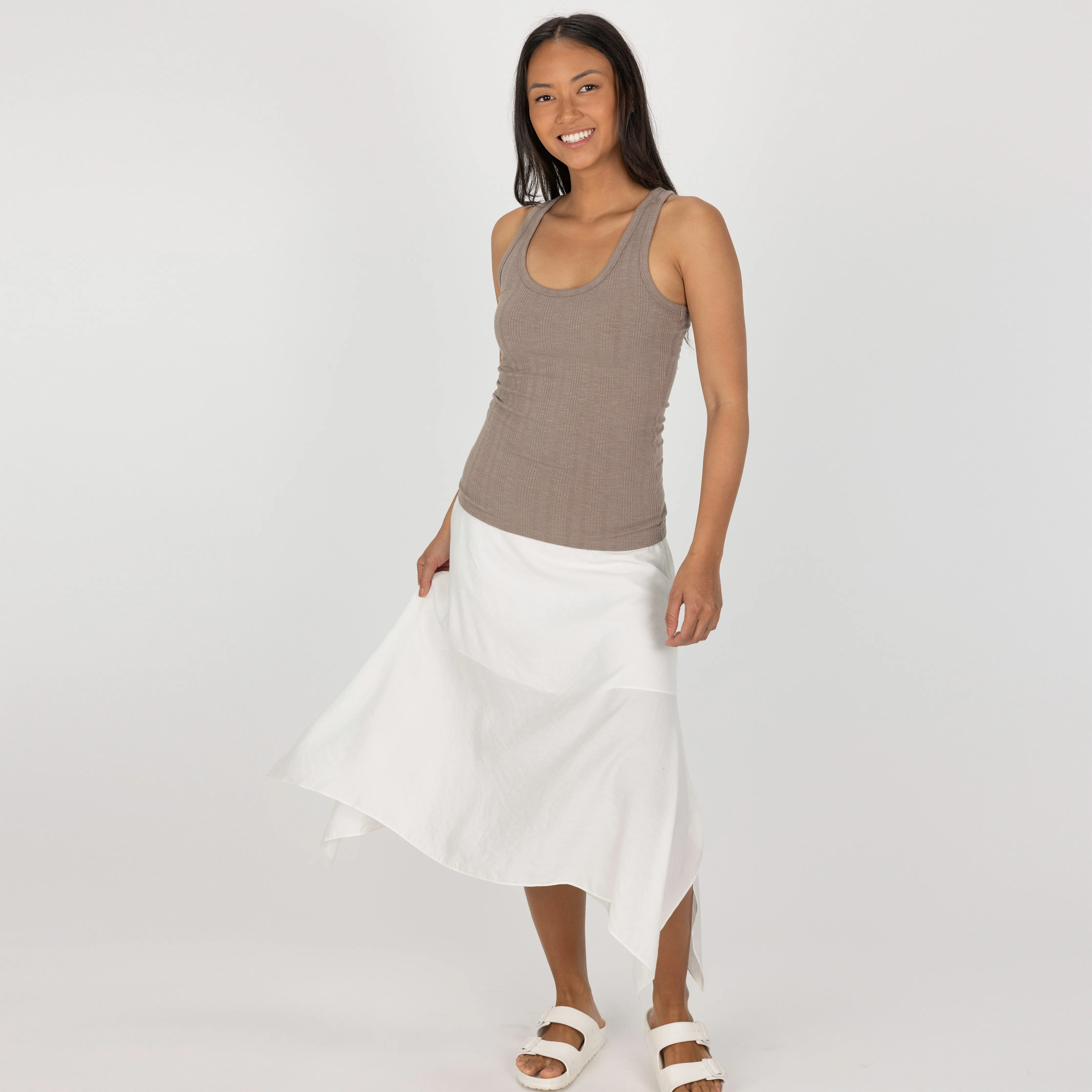 Womens Variegated Ribbed Racer Back Tank - Fungi
