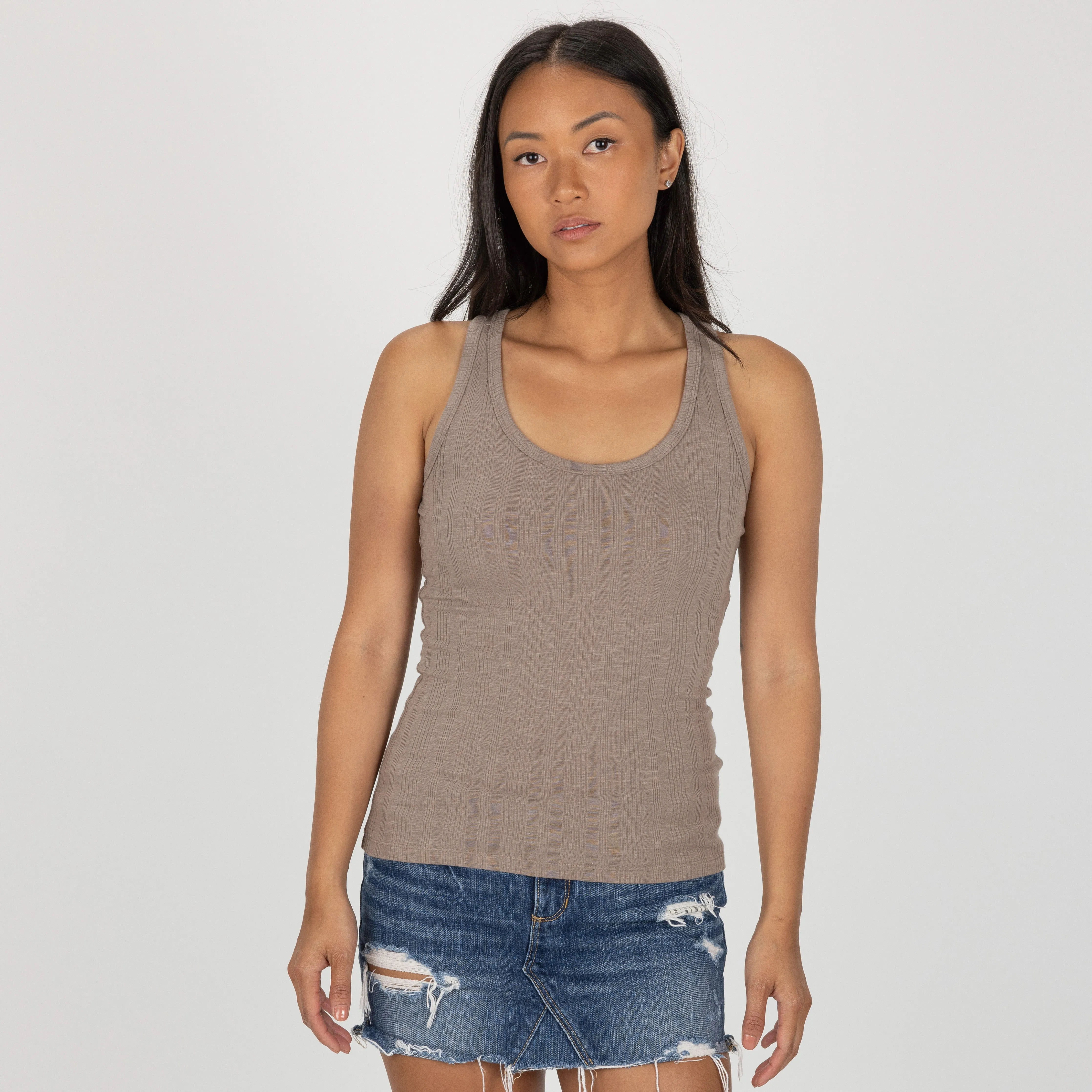 Womens Variegated Ribbed Racer Back Tank - Fungi