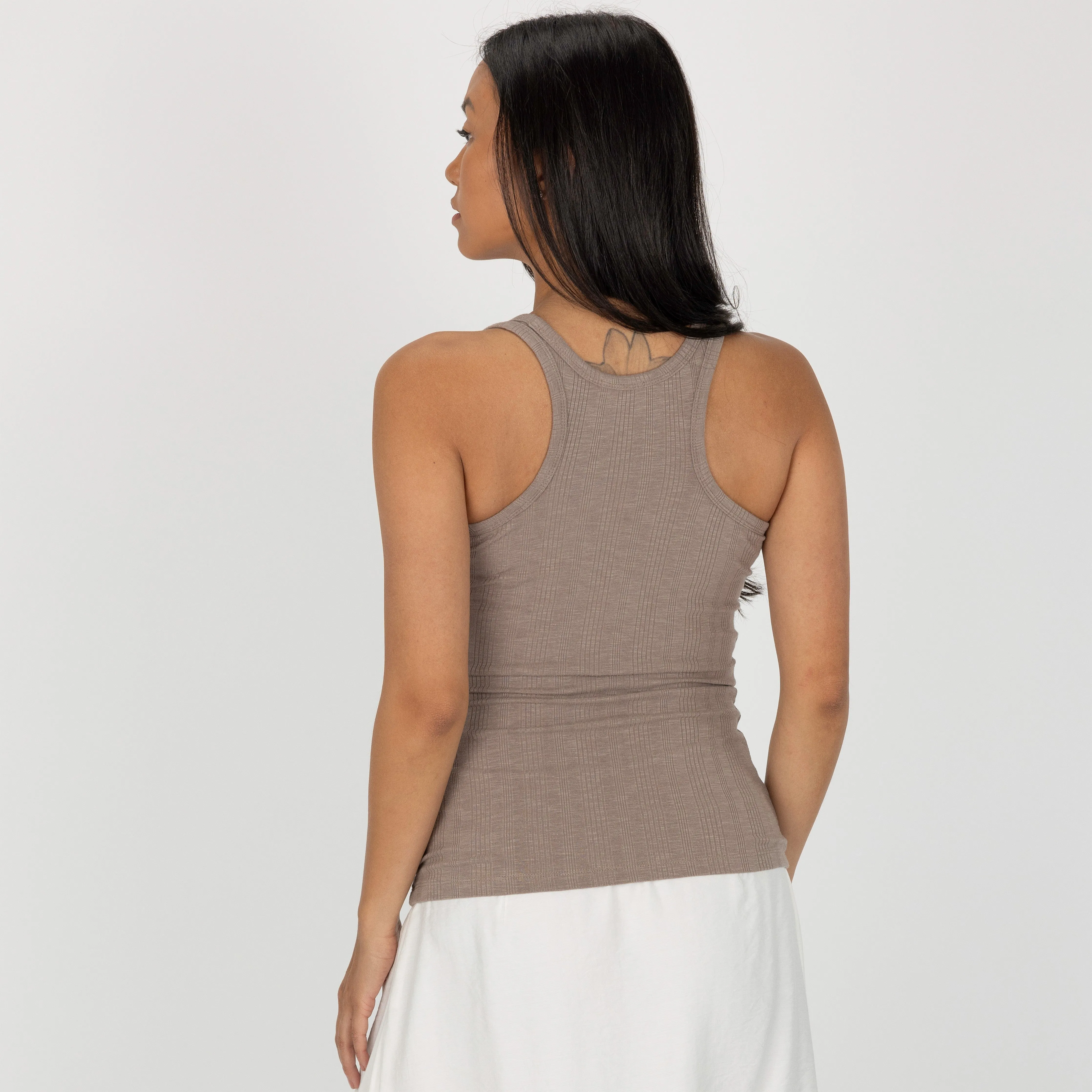 Womens Variegated Ribbed Racer Back Tank - Fungi