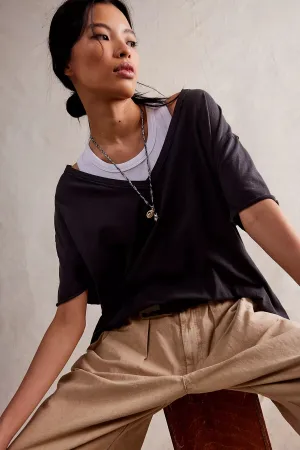 WTF Nina V-Neck Tee-Black