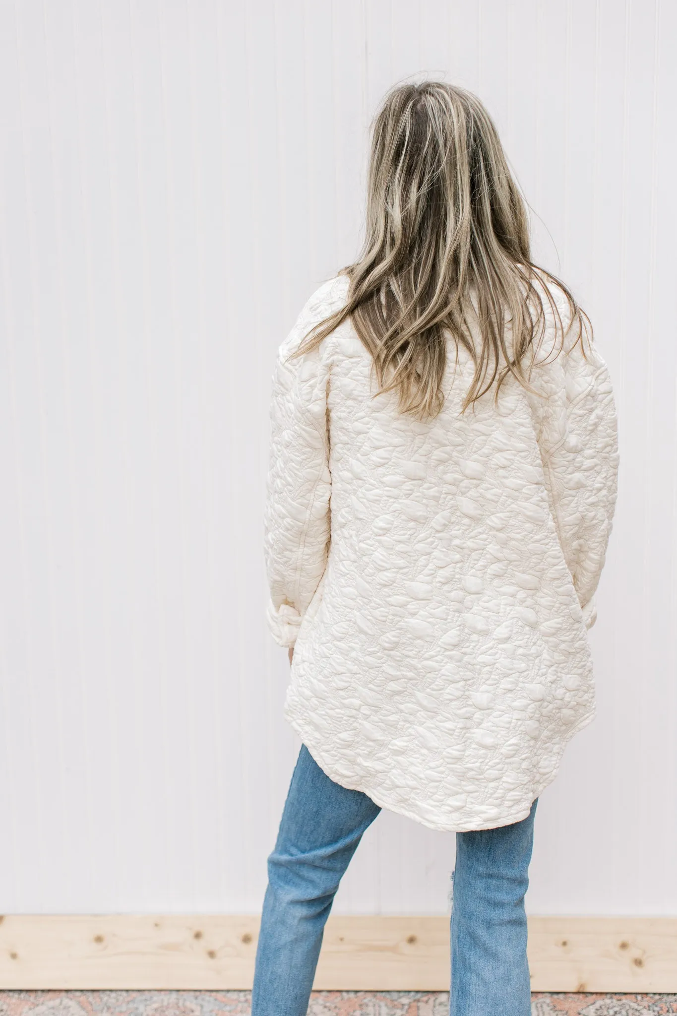 XZ Spring Cream Embossed Shacket