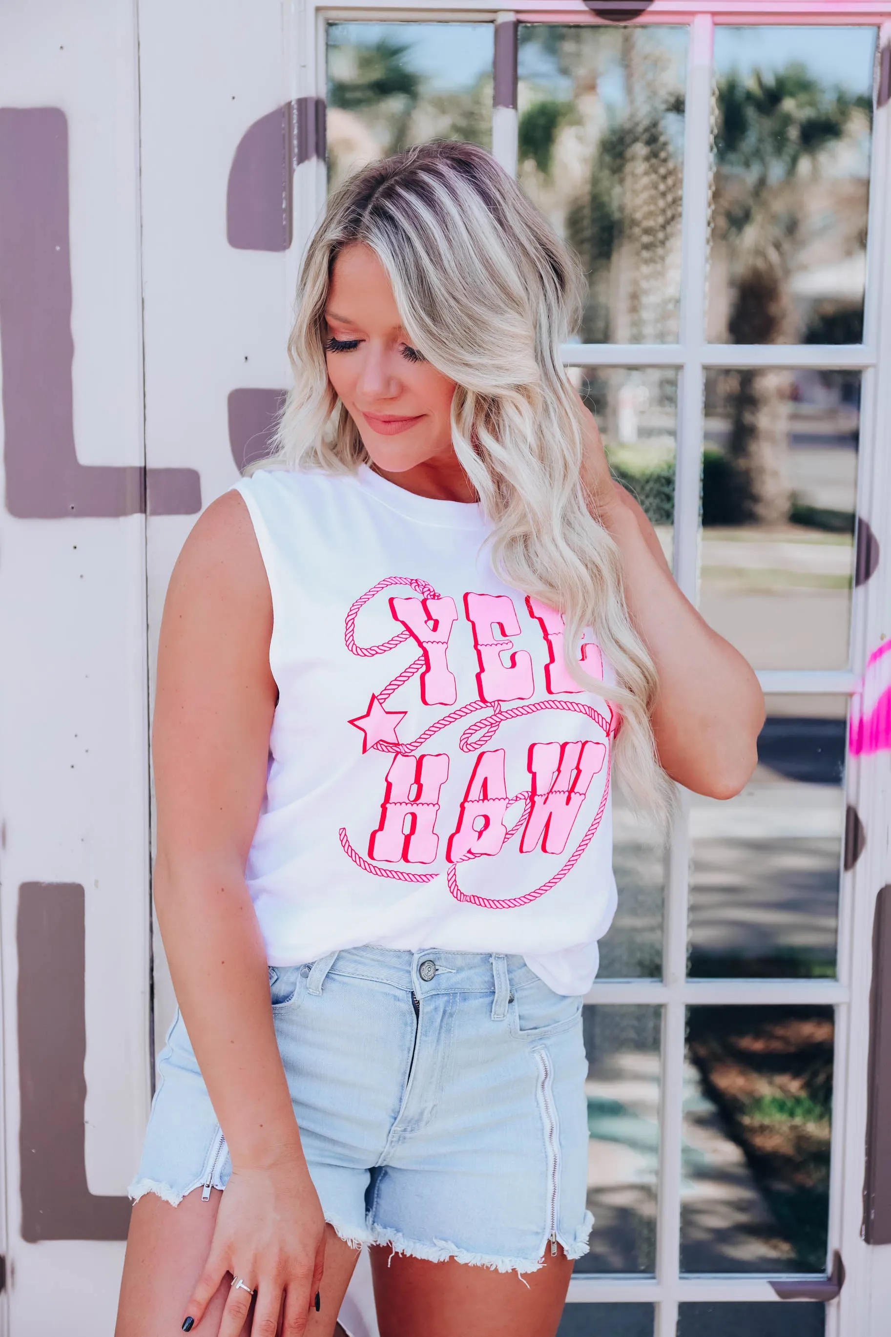 Yee Haw Graphic Tank - White